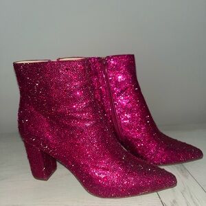 Betsy Johnson Fuchsia/Pink Rhinestone Ankle Boots